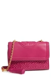 TORY BURCH SMALL FLEMING QUILTED LAMBSKIN LEATHER CONVERTIBLE SHOULDER BAG - PURPLE,43834