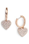 KATE SPADE YOURS TRULY PAVE HEART DROP EARRINGS,WBRUF126