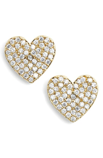 Kate Spade Yours Truly Pave Heart Stud Earrings In Clear/gold