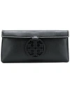 Tory Burch Miller Leather Clutch - Metallic In Black/gold