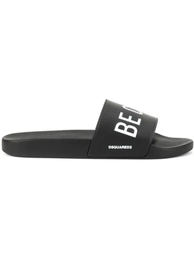Dsquared2 Be Cool Be Nice Slides In Black
