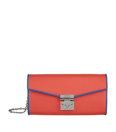 Mcm Patricia Two Fold Wallet With Chain In Tipped Leather In Orange