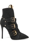 GIUSEPPE ZANOTTI WOMAN EMBELLISHED SUEDE ANKLE BOOTS BLACK,US 2526016084987207