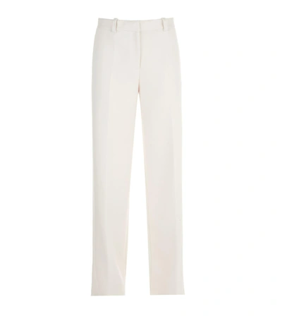 Tory Burch Thomas Full-leg Double-weave Trousers In White