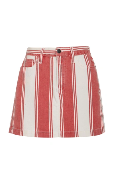 Frame Le Mini Striped Denim Skirt In Fiery Stripe