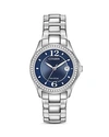 Citizen Silhouette Crystal Womens Crystal Accent Silver Tone Stainless Steel Bracelet Watch Fe1140-86l In Blue/silver
