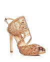 SCHUTZ WOMEN'S THAMIS WOVEN LEATHER CAGED HIGH-HEEL SANDALS,S0138712190006