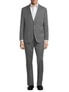 Kenneth Cole Slim-fit Solid Wool-blend Stretch Suit In Light Grey