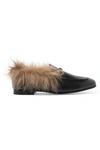 GUCCI Jordaan horsebit-detailed shearling-lined leather loafers
