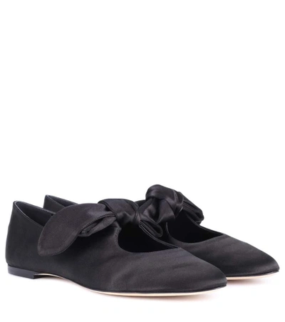 The Row Elodie Bow-embellished Satin Ballet Flats In Black