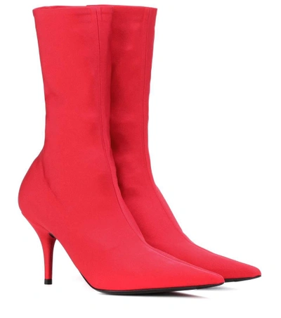 Balenciaga Knife Stretch-jersey Ankle Boots In Red