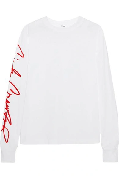 Re/done Woman Printed French Cotton-terry Sweatshirt White