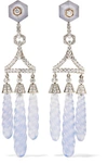 FRED LEIGHTON COLLECTION 18-KARAT WHITE GOLD, CHALCEDONY AND DIAMOND EARRINGS