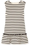 MARC JACOBS POMPOM-EMBELLISHED STRIPED COTTON-JERSEY MINI DRESS