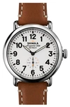 Shinola The Runwell Tan Leather Strap Watch, 41mm In Brown/ White