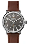 Shinola 'the Runwell' Leather Strap Watch, 47mm In Brown/ Black