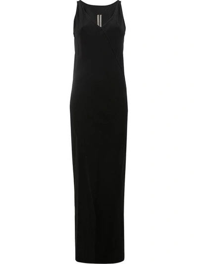 Rick Owens V-neck Long Length Dress In Black