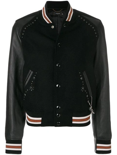 Coach Embellished Varsity Jacket In Black