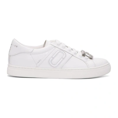 Marc Jacobs Empire Embellished Leather Sneakers In White
