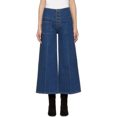 Marc Jacobs Cropped High-rise Wide-leg Jeans In Indigo