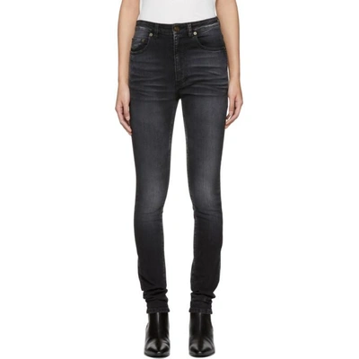 Saint Laurent High Waisted Skinny Jeans In Black