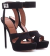 Givenchy Shark Lock Cutout Suede Platform Sandals In Black