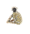 Gucci Crystal Studded Pineapple Ring In Metal In Gold