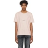 Saint Laurent Distressed Logo Printed Cotton T Shirt In Pink