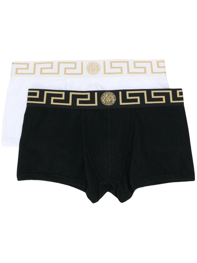 Versace Greek Key Boxer Briefs Set In Black