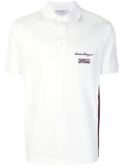 Ferragamo Logo-patch Cotton-piqué Polo Shirt In White