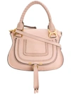 Chloé Marcie Small Leather Shoulder Bag In Pink