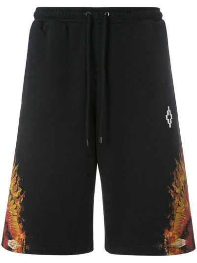 Marcelo Burlon County Of Milan Men's Flame Wing Cotton Shorts In Nero