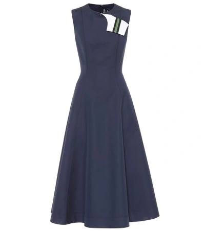 Calvin Klein 205w39nyc Sleeveless Fit-and-flare Tea-length Dress With Striped Foldover In Navy