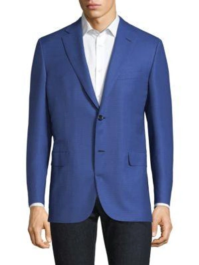 Brioni Textured Wool-silk Two-button Sport Coat, Blue In Royal