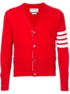 Thom Browne Red Classic Short V-neck Cardigan