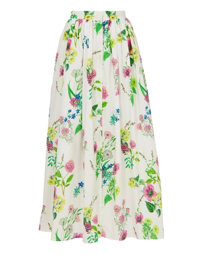 Mds Stripes Floral-print Cotton-poplin Maxi Skirt