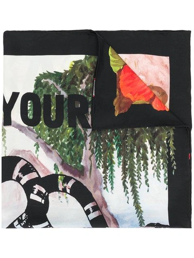 Gucci Fy Yourself" Print Silk Scarf" In Black