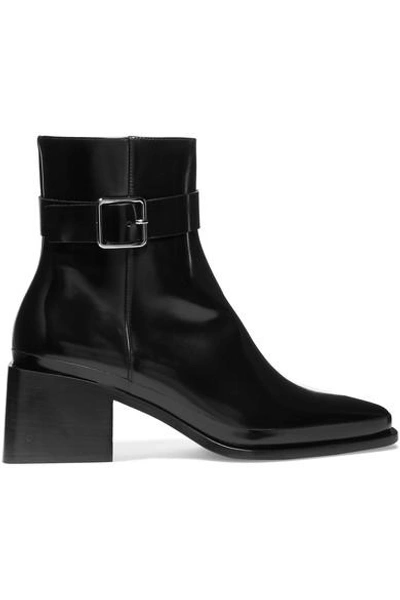 Jil Sander Glossed-leather Ankle Boots In Black