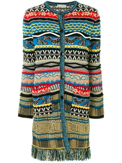 Etro Tapestry Knit 3/4-length Cardigan In Multi