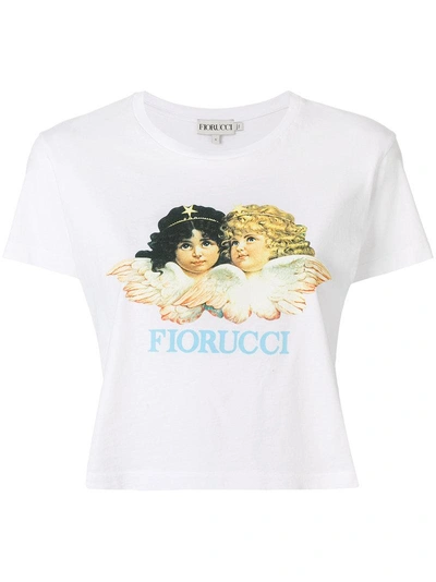 Fiorucci Logo Print Cropped T-shirt In White