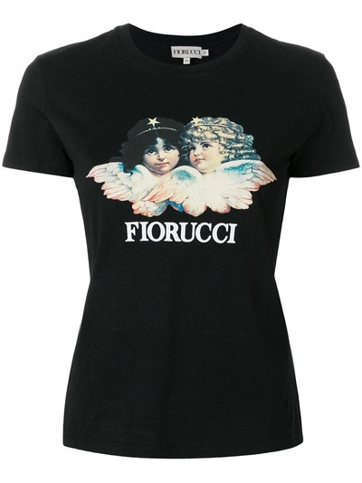 Fiorucci Womens Black Vintage Angels Graphic-print Organic-cotton T-shirt Xs