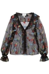 ALICE MCCALL TIME STANDS STILL RUFFLED EMBROIDERED TULLE BLOUSE