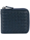 BOTTEGA VENETA BOTTEGA VENETA LIGHT TOURMALINE INTRECCIATO ZIP-AROUND WALLET - BLUE,464904V465112122890