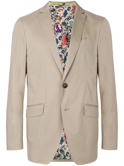 Etro Beige Slim-fit Stretch-cotton Suit Jacket In Brown