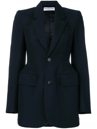 Balenciaga Hourglass Woollen Jacket In Black