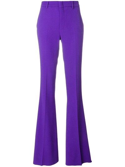 Gucci Stretch Viscose Skinny Flare Trousers In Purple
