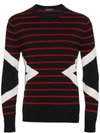 NEIL BARRETT Striped lightning bolt sweater,PBMA721G613C12447314