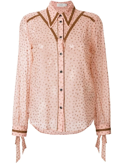 Coach Star Print Blouse In Pink - Size 08