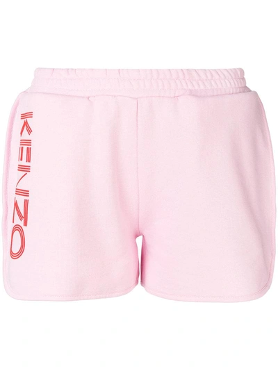 Kenzo Printed Cotton-fleece Shorts In Rosa