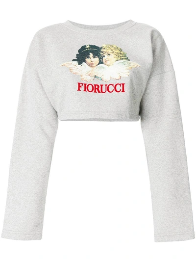 Fiorucci Vintage Angels Crop Sweatshirt In Grey